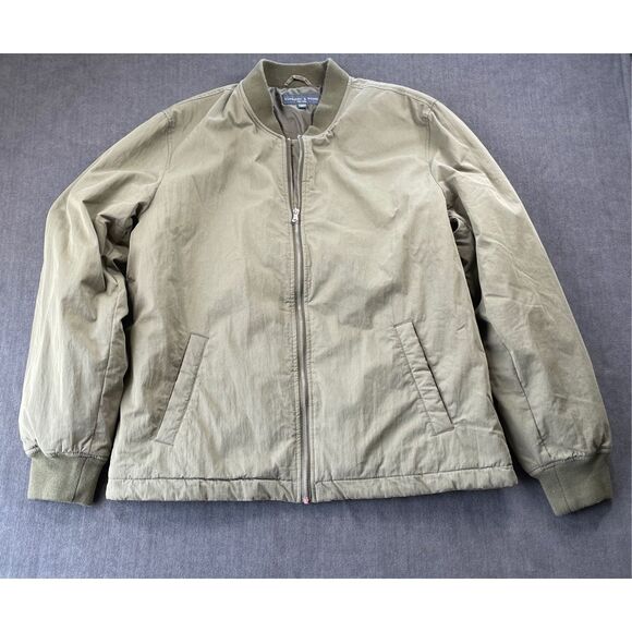 Bleecker and Broad Bomber Jacket Mens L Green Zip Up Lightweight Casual Fall - Picture 1 of 8